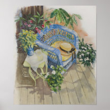 Blue Wicker Watercolor-Medium
