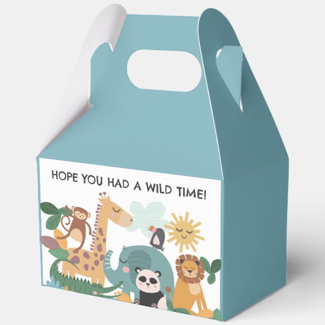 Blue Wild Animal Birthday Geschenkschachtel (Vorderseite)