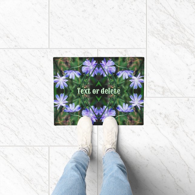 Blue Wild Chicory Blume Abstrakt Personalisiert Fußmatte (Indoor)