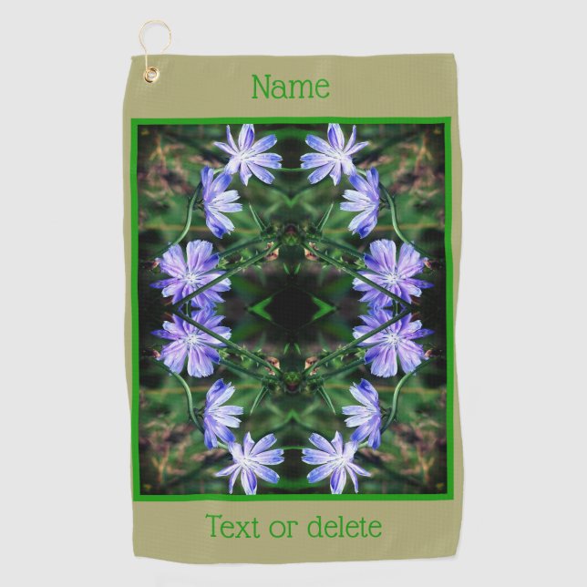 Blue Wild Chicory Blume Abstrakt Personalisiert Golfhandtuch (Vorderseite)