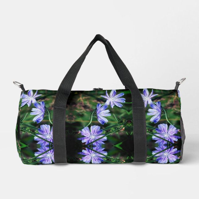 Blue Wild Chicory Blume Duffle Bag (Vorderseite)