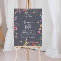 Blue Wild Floral Selfie Station