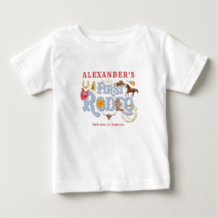Blue Wild West First Rodeo Baby Boy 1. Geburtstag T-shirt