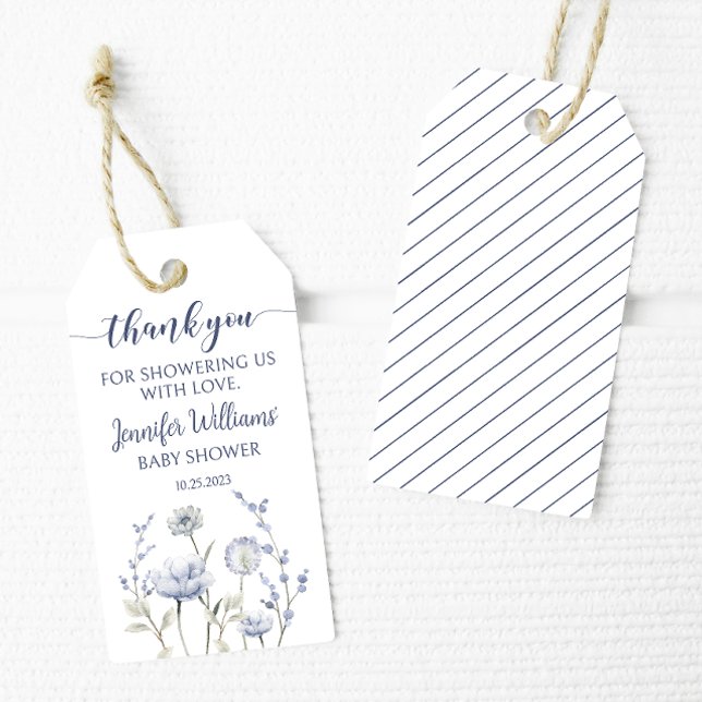 Blue Wildblume Baby Dusche Danke Anhänger (Von Creator hochgeladen)