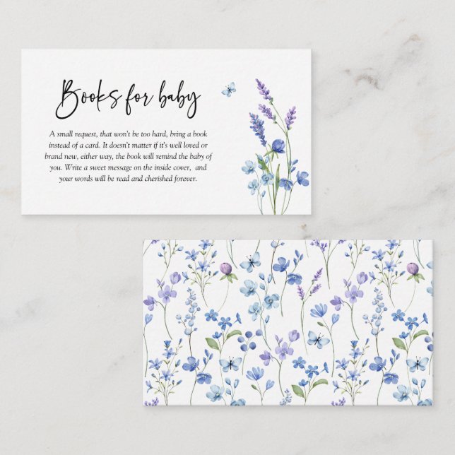 Blue Wildblume Baby Showbücher für Baby Begleitkarte (Vorne/Hinten)