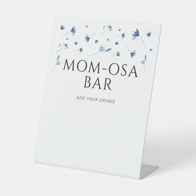 Blue Wildblume Baby Shower Mama-osa Bar Sockelschild (Vorderseite)