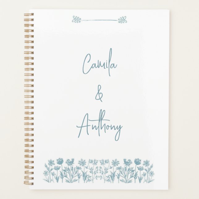Blue Wildblume Boho Wedding Planer (Vorderseite)