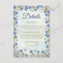 Blue Wildblume Border Wedding Details Card Begleitkarte