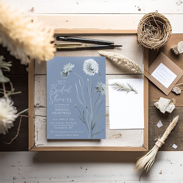 Blue Wildblume Bridal Dusche Einladung (Blue Wildflower Bridal Shower Invitation)