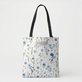 Blue Wildblume Chic Tote Bag Tasche