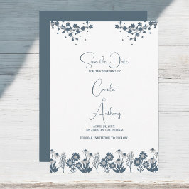 Blue Wildblume Floral Boho Wedding Einladung