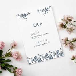 Blue Wildblume Floral Boho Wedding RSVP Karte