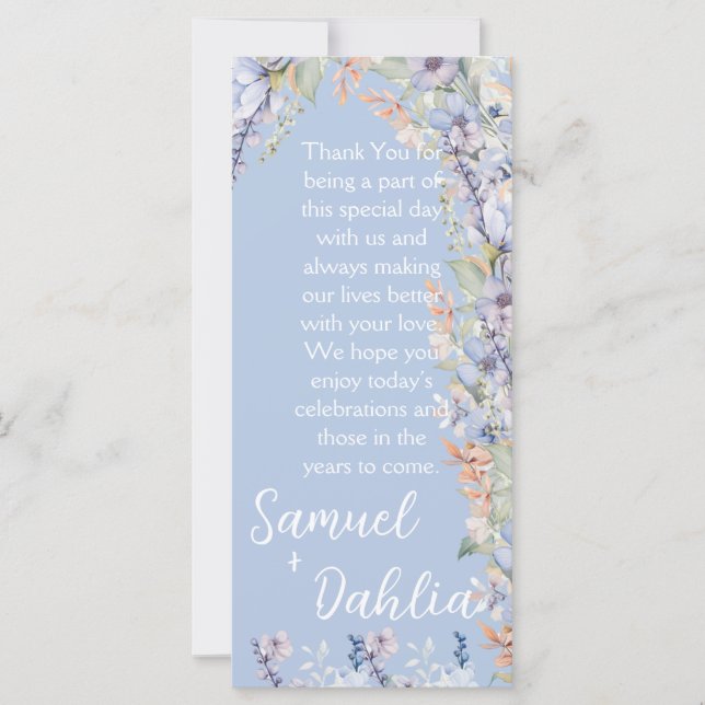 Blue Wildblume Hochzeit Empfang Vielen Dank (Vorderseite)