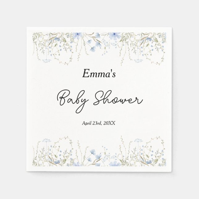 Blue Wildblume Little Blume Baby Dusche Serviette (Vorderseite)