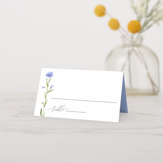 Blue Wildblume Wedding Guest Escort Platzkarte (Vorderseite)