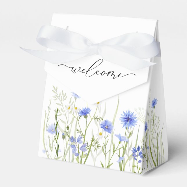Blue Wildblume Wedding Guest Welcome Geschenkschachtel (Vorderseite)