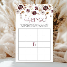 Blue Wildblumen Baby Showdusche Bingo Game Card