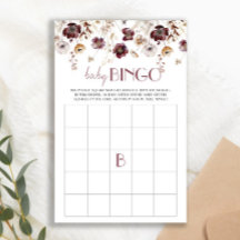 Blue Wildblumen Baby Showdusche Bingo Game Card