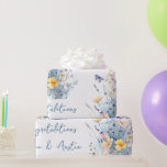 Blue Wildblumen Hochzeit/Dusche Glückwunsch Geschenkpapier<br><div class="desc">Wunderschöne blaue Wildblumen personalisiert mit den Namen von Braut und Bräutigam. Entworfen für Brautparty oder Hochzeit,  Jubiläum und dergleichen.</div>