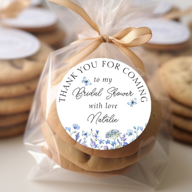 Blue Wildblumen Sweet Floral Vielen Dank für Ihr K Runder Aufkleber (Thank you stickers from my Blue Wildflower Bridal Shower Collection
)