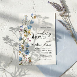 Blue Wildflower Baby Shower Invitation Einladung