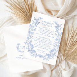 Blue Wildflower Floral Toile Wedding Details Begleitkarte