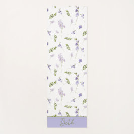 Blue Wildflower Watercolor Custom Name  Yogamatte