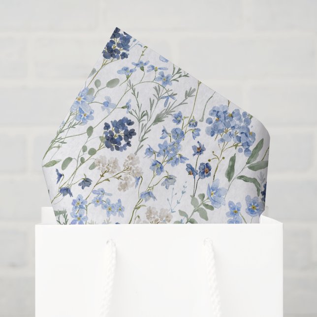 Blue Wildflower Watercolor Seidenpapier (Geschenktüte)