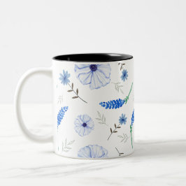 Blue Wildflower Watercolour Mug Zweifarbige Tasse