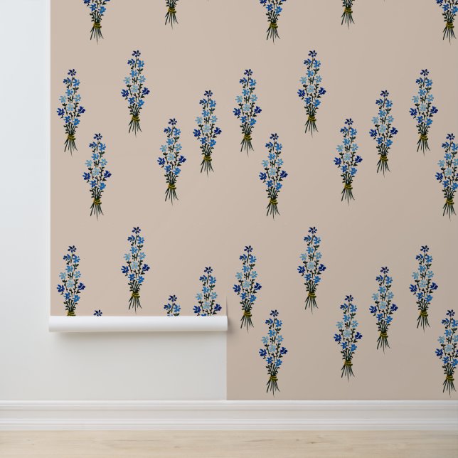 Blue Wildflowers Watercolor Art Tapete (Anwendung)