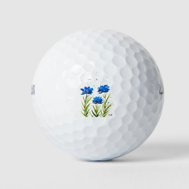 Blue wildflowers watercolor girly chic golfball (Vorderseite)
