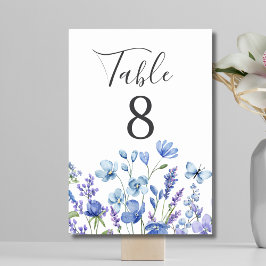 Blue Wildlflower Meadow Floral Wedding Tischnummer