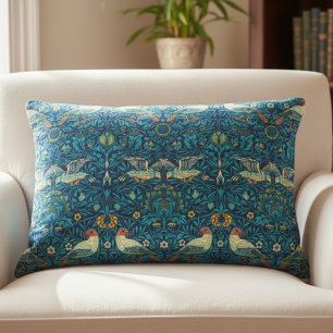Blue William Morris Art Birds Coussin
