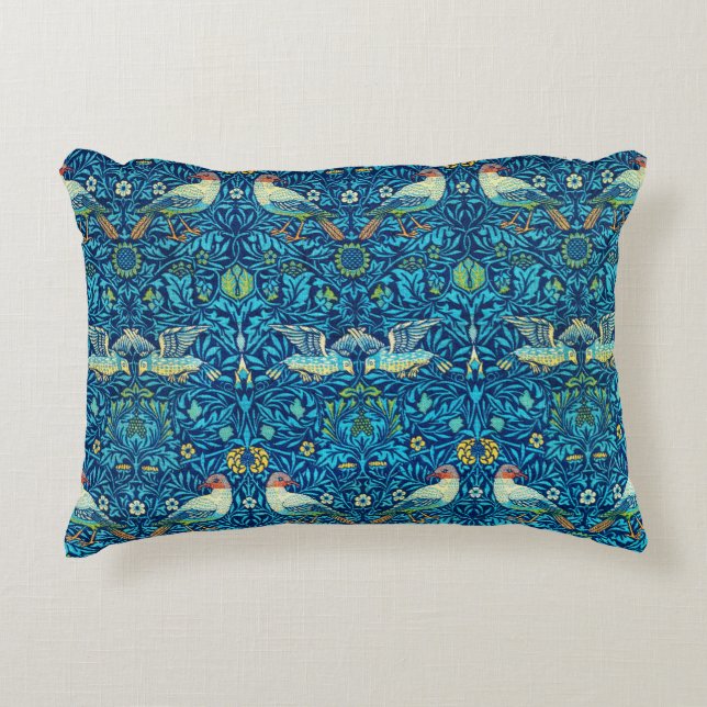 Blue William Morris Art Birds Pillow Dekokissen (Vorderseite)