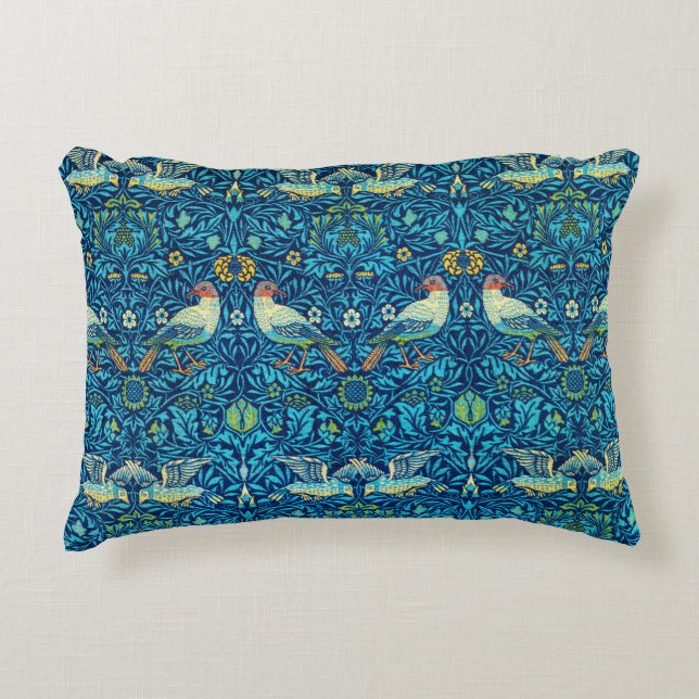 Blue William Morris Art Birds Pillow Dekokissen (Vorderseite)