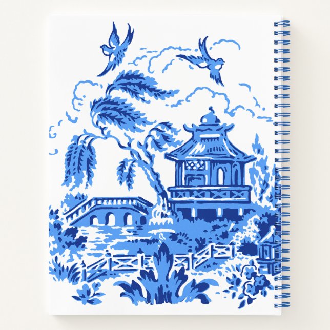 Blue Willow China Design Notebook Notizbuch (Rückseite)