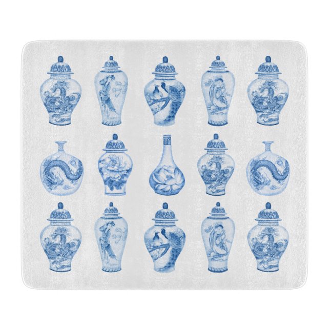 Blue Willow Chinoiserie Ginger Jars China Schneidebrett (Vorderseite)
