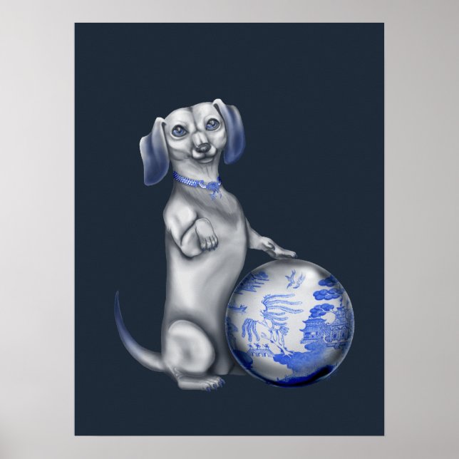 Blue Willow Dackel Poster (Vorne)