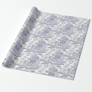 Blue Willow in Gray Blue Lumbar PIllow Geschenkpapier
