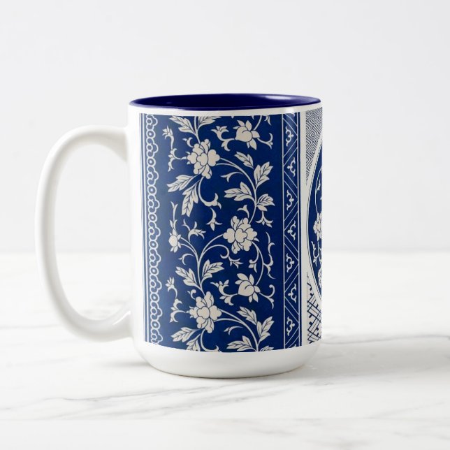 Blue Willow Ming Dynastie China Botanisch Zweifarbige Tasse (Links)