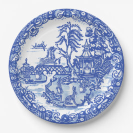 Blue Willow Rabbit Classic Whimsical Asian Pappteller