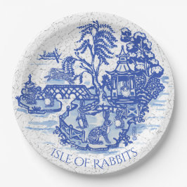 Blue Willow Rabbit Island Whimsical Classic Art Pappteller