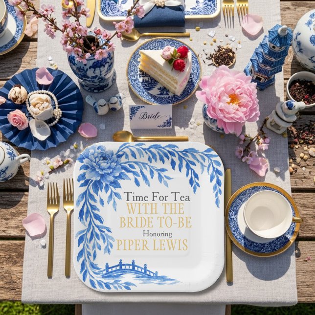 Blue willow Rose bridge Tea Time Pappteller (Blue willow Rose bridge Tea Time Paper Plates)