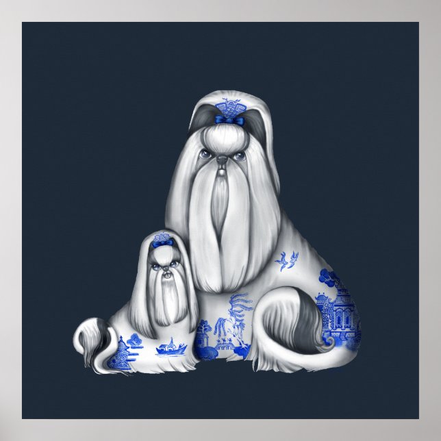 Blue Willow Shih Tzu Poster (Vorne)