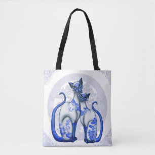 Blue Willow Siam Cats Tote Tasche