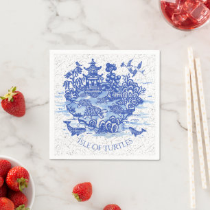 Blue Willow Turtle Tortoise Garden Whimsical Serviette