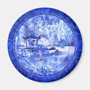 "Blue Willow World" ~ 3" Magnet rond