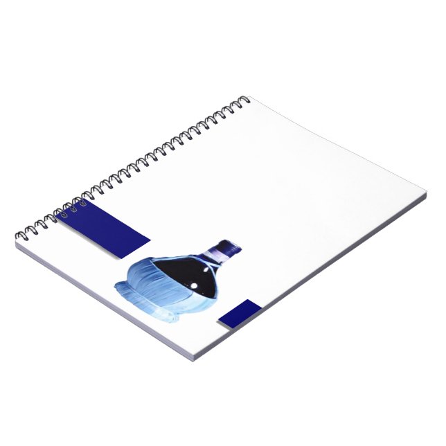 Blue Wine Bottle Notebook Notizblock (Linke Seite)