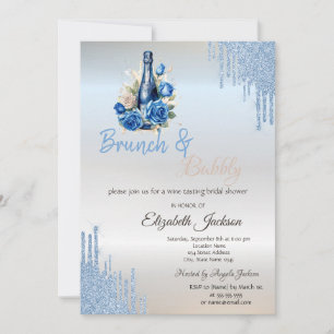 Blue Wine Rose Tropfen Brautparty Einladung