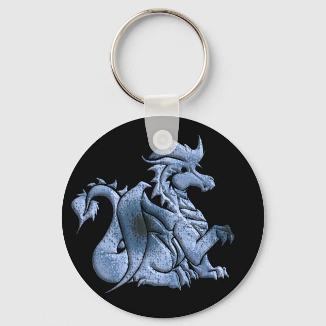 Blue Winged Dragon Black Keychain Schlüsselanhänger (Vorderseite)